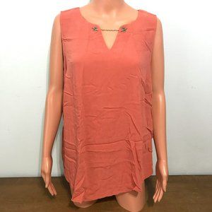 Torrid Blouse Shirt Tank Top Womens Coral Size 0 Sleeveless Chain Summer V-Neck